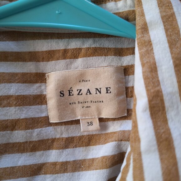 White and brown striped women's button-up - Picture 2 of 5